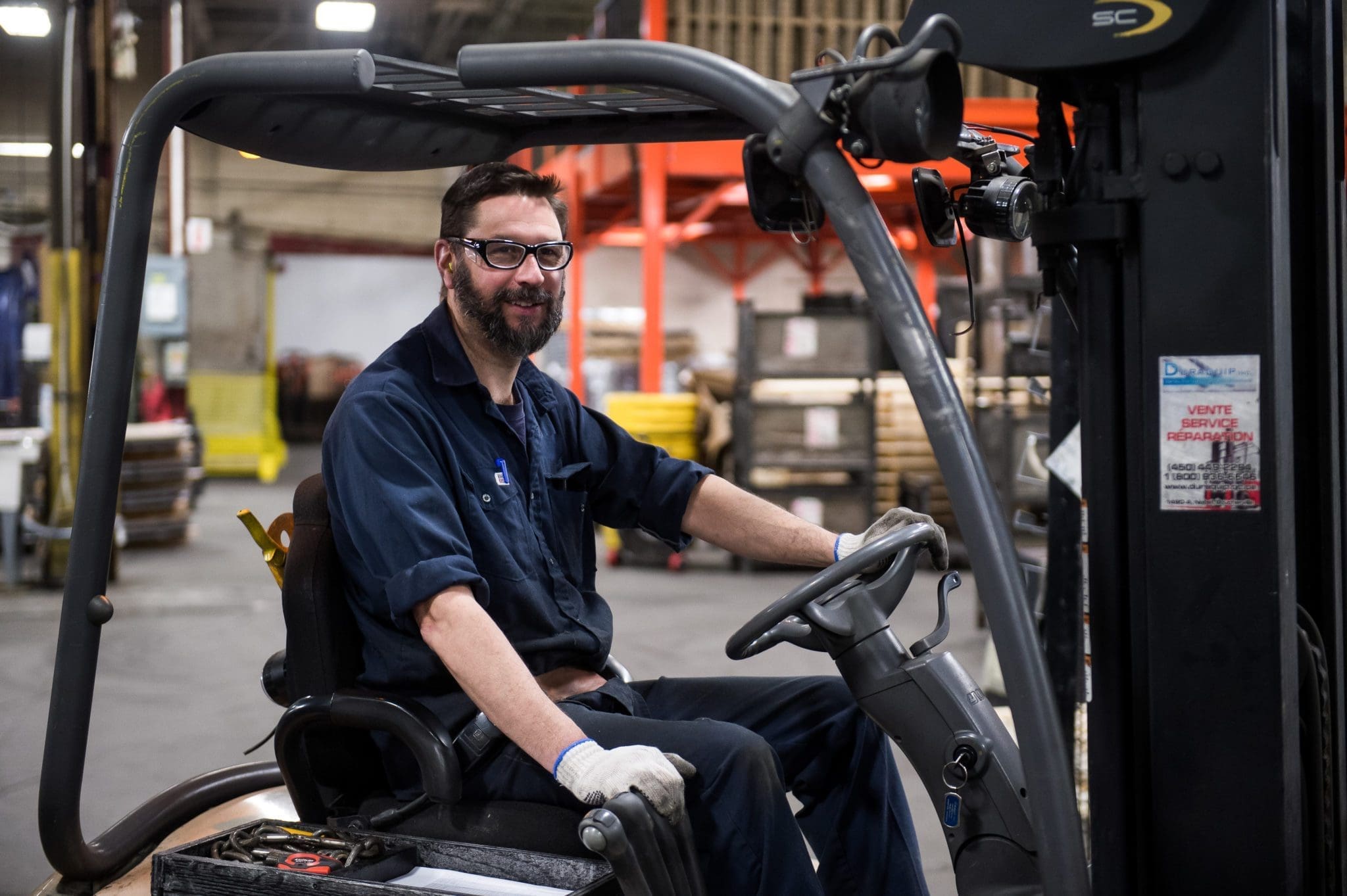 Employé, usine, homme, chairlift